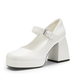 White Mary Jane Platform Heels